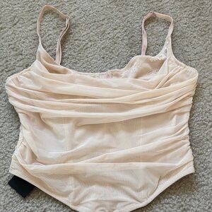 White Fox Boutique Cream Ruched Top
